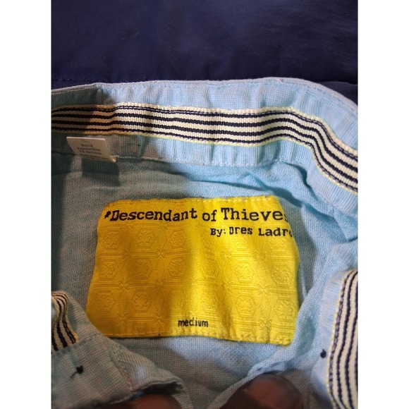 Descendants of Thieves Men's Button Down Long Sleeve Shirt Size M Blue - Picture 4 of 6